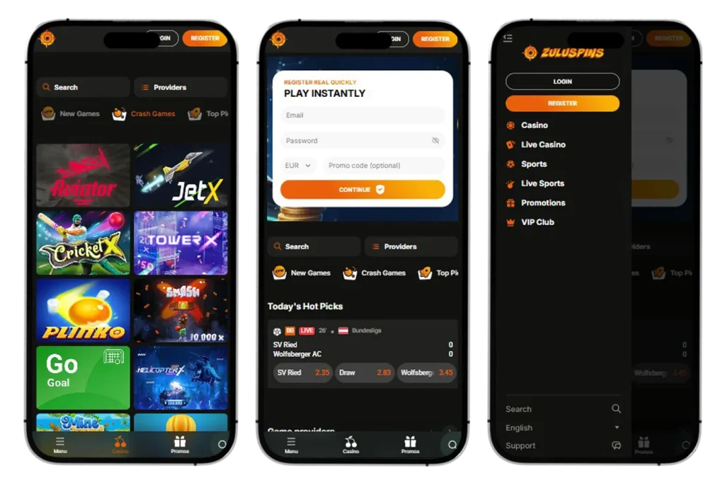 ZuluSpins Casino Mobile Gaming